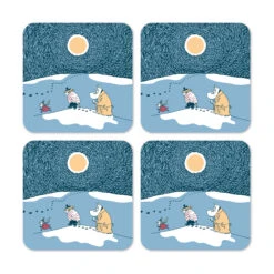 Snow Moonlight Mumin Glasuntersetzer Winter 2021 4er Pack