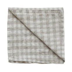 Gingham Karierte Leinen-Serviette 45 X 45 Cm