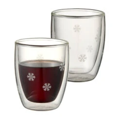 Dorre Schneeflocken Doppelwandiges Glas 2er-Pack